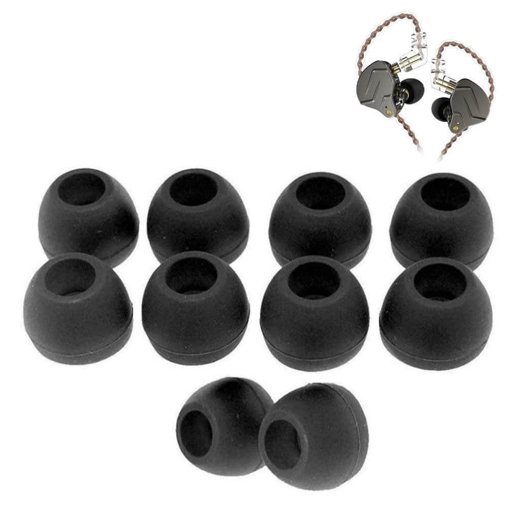 Black Silicone) Compatible with KZ ZSX IEM Tips Eartips Earpads Earplugs  Soft Silicone Rubber Earbuds 5 Pairs (10 PCS)