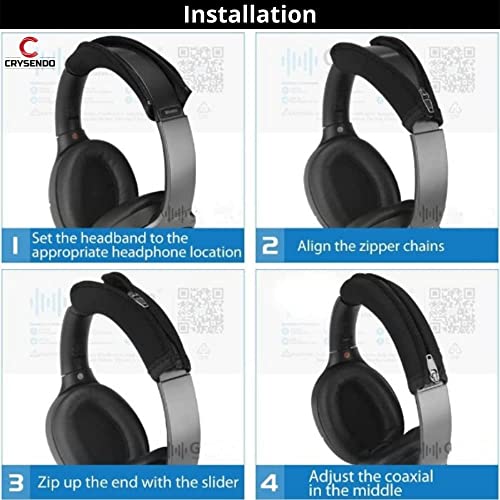 Crysendo Replacement Headphone Headband Cover Flexible Zipper Pad Protector Compatible with Son y 1000XM3 Headphone No Tools Required Black