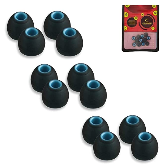 Crysendo Small Blue Black 12Pcs Soft Silicone Rubber Earbuds Tips Eartips Earpads Earplugs in Earphones and Bluetooth Compatible with