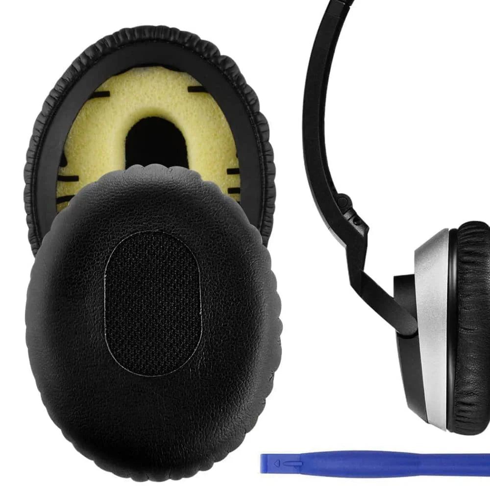 Headphone Cushion Headband for Bose QC3 Headphone Replacement Headband Pads Earpads Protein Leather Memory Foam Black